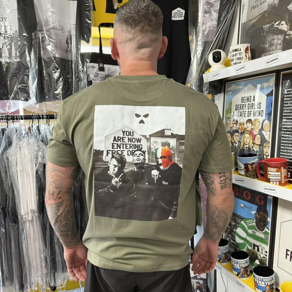 GREEN Free Derry Kneecap -  You are now entering Free Derry Kneecap | YOU ARE NOW ENTERING HIP HOP Tee | Derry Hip Hop Tee | OVERSIZED (Copy) (Copy)