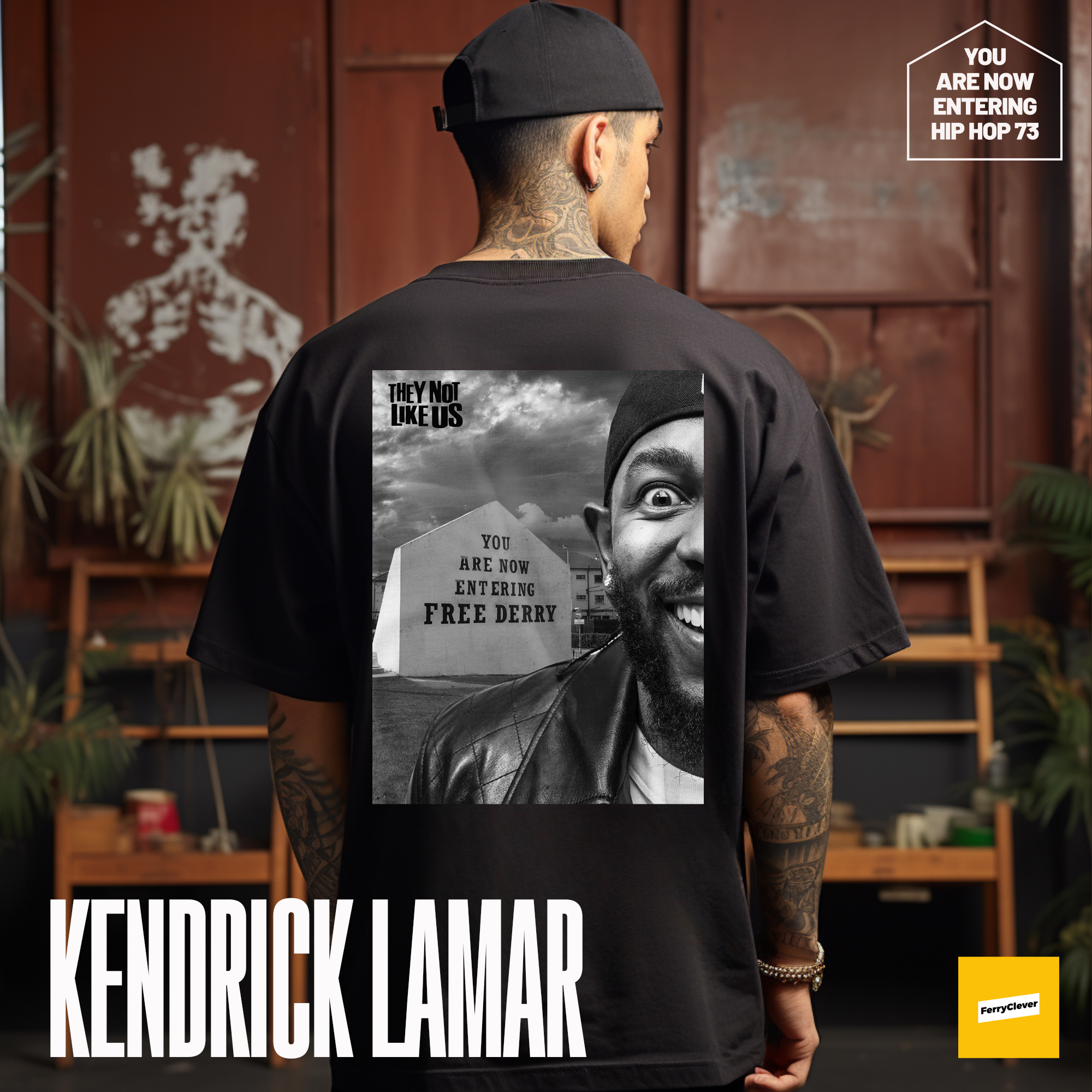 Kendrick Lamar - Free Derry  -  You are now entering Free Derry  | YOU ARE NOW ENTERING HIP HOP Tee | Derry Hip Hop Tee | OVERSIZED