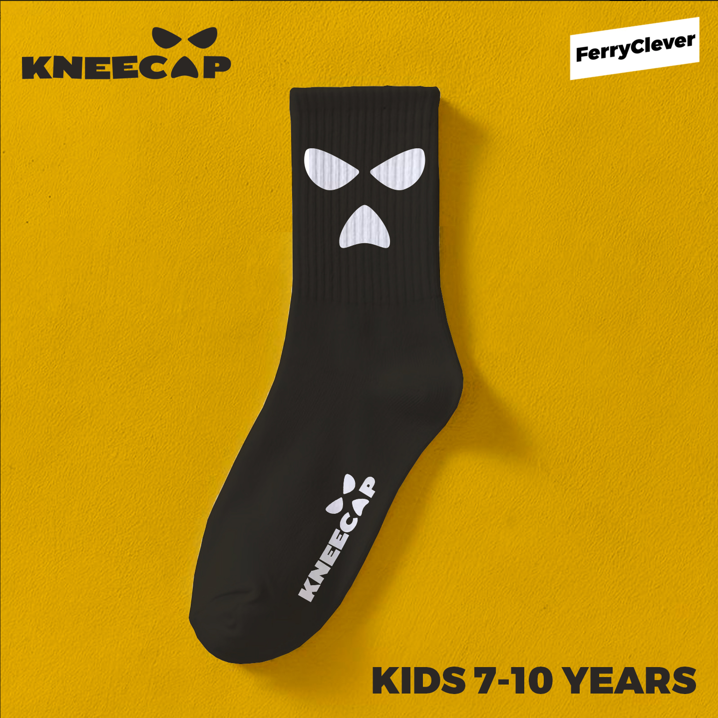 KIDS 7-10 YEARS - KNEECAP Ribbed SOCKS | Black Kneecap Socks | Derry phrase Socks (Copy)