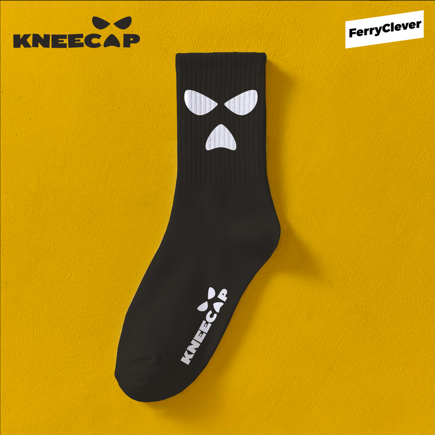 KNEECAP Ribbed SOCKS | Black Kneecap Socks | Derry phrase Socks