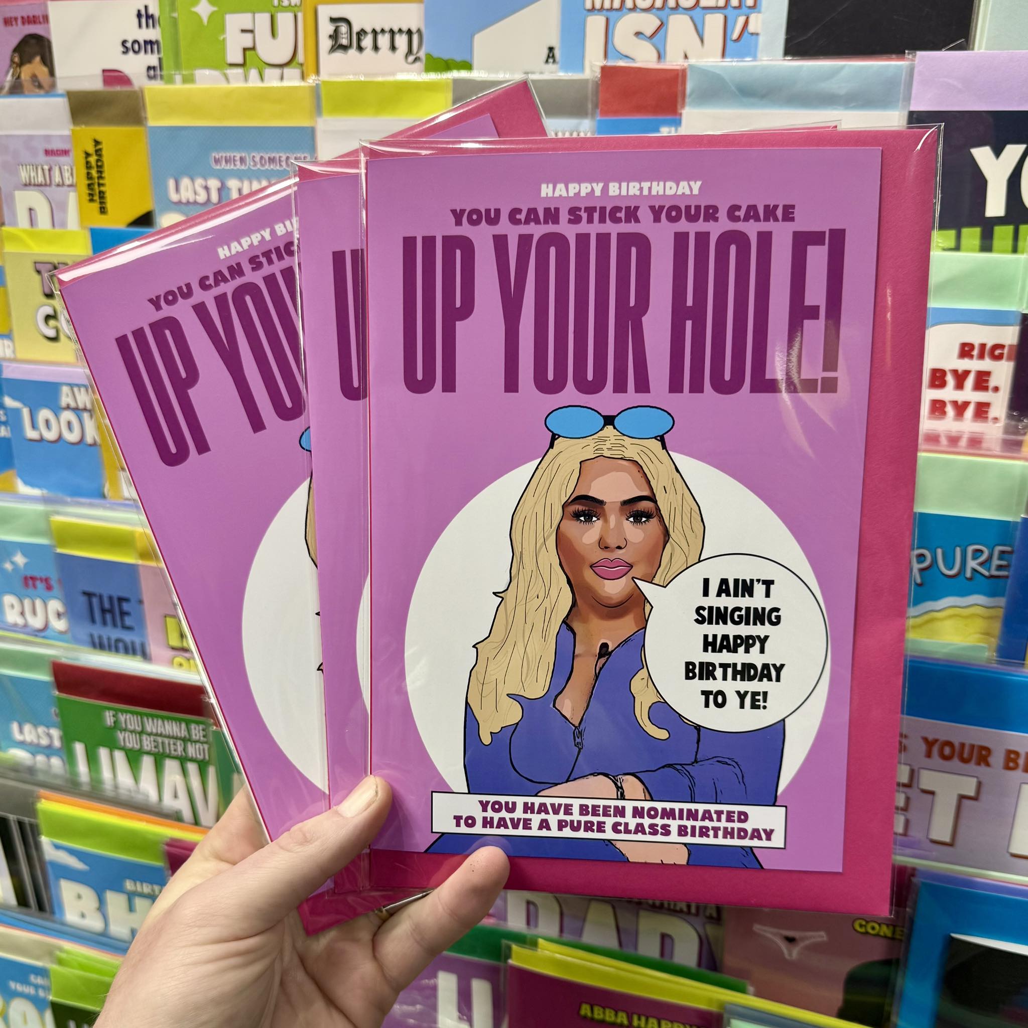 Jenny CAKE UP YOUR HOLE Birthday Card | Derry Birthday Card | Big Brother TV Birthday Card (Copy)